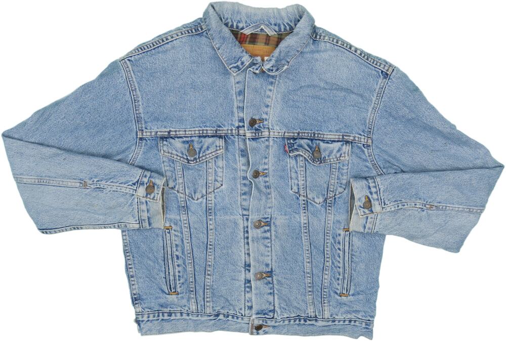 Vintage Levi's Trucker Lining Light Wash Rock Grunge Work Denim Jean Jacket